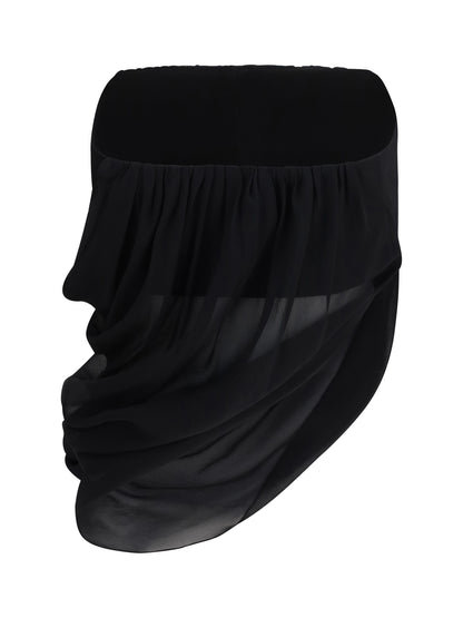 Top Draped Black Silk