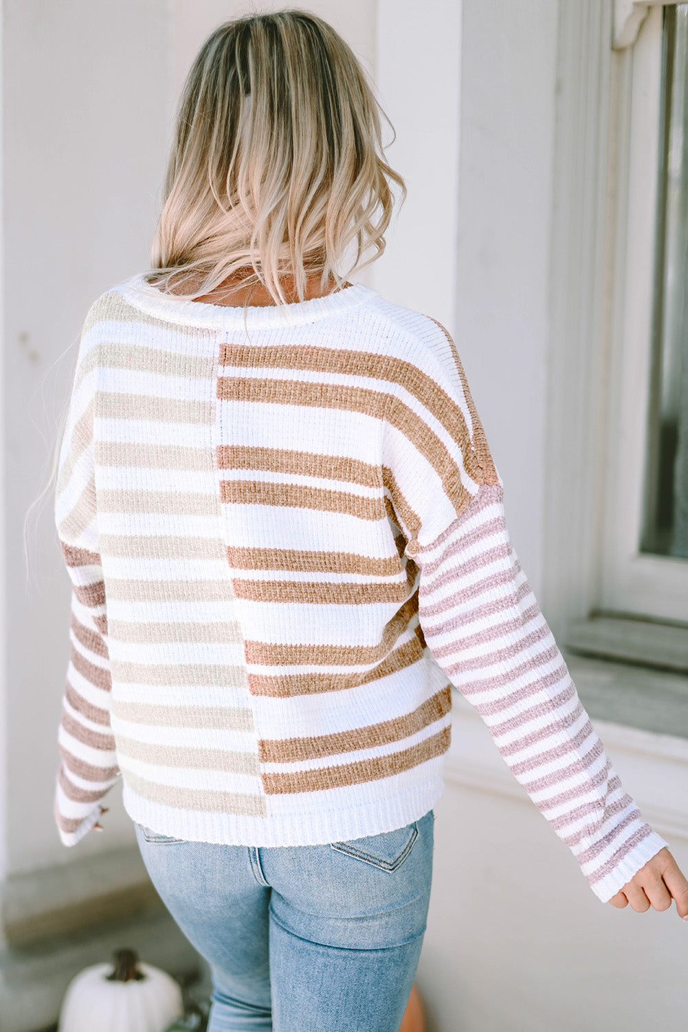 Threaded Pear Magnolia Stripe Slouchy Sweater