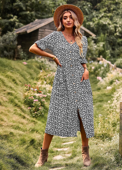 Women’s Dress With Spring/Summer Printed Temperament, A-Line Skirt Popular