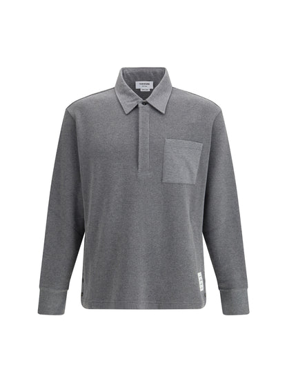 Long Sleeve Polo Shirt Medium Grey