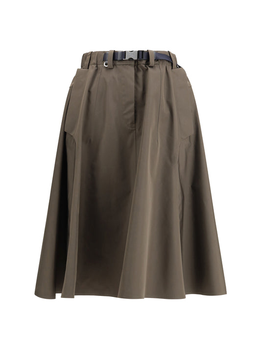 Midi Skirt in Camouflage Nylon