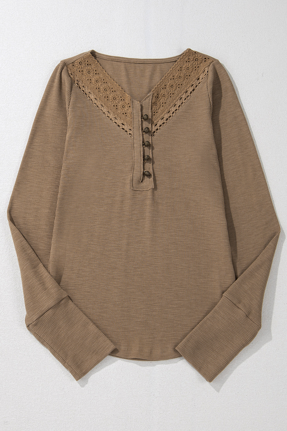 Threaded Pear Khaleesi anglaise Broider Ribbed Long Sleeve Top