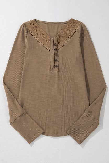 Threaded Pear Khaleesi anglaise Broider Ribbed Long Sleeve Top
