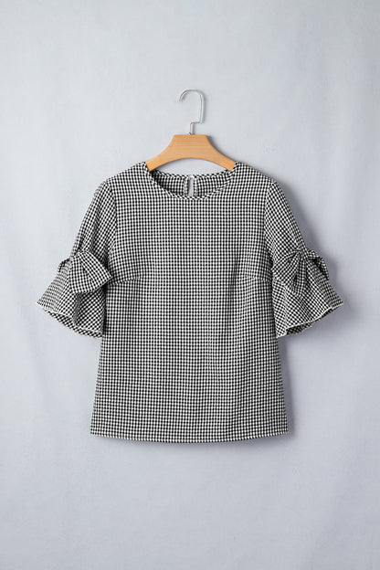 Threaded Pear Carolina Ruffled Half Sleeve Blouse