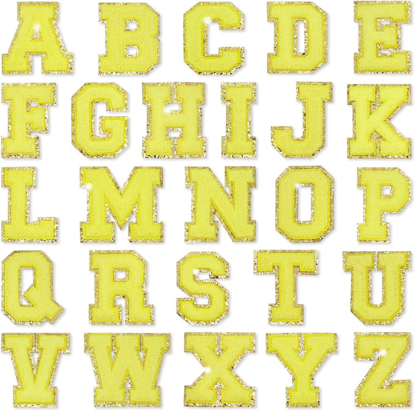 Yellow Self Adhesive Chenille Letters Patches - Yellow / B