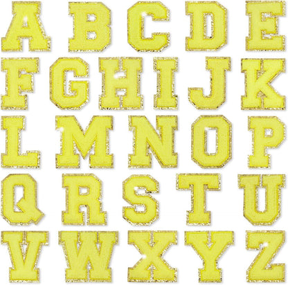 Yellow Self Adhesive Chenille Letters Patches - Yellow / B