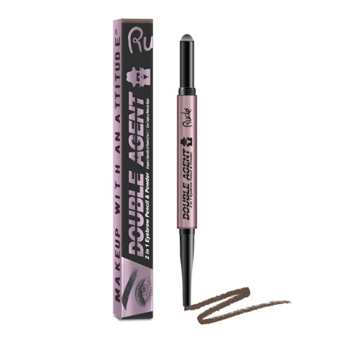 RUDE Double Agent 2 in 1 Eyebrow Pencil & Powder - Neutral Brown by Avera Group