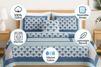 DaDa Bedding Mediterranean Blue Mint Patchwork Quilt Set