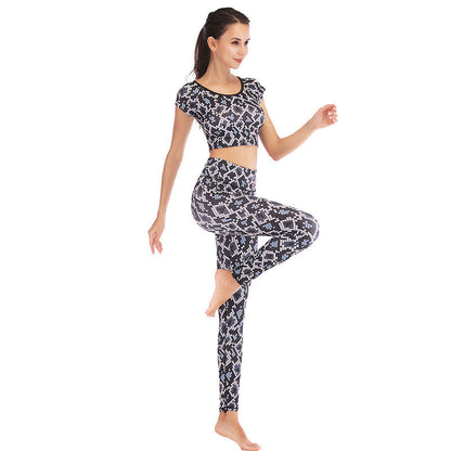 Printed navel short-sleeved quick-drying dance dress