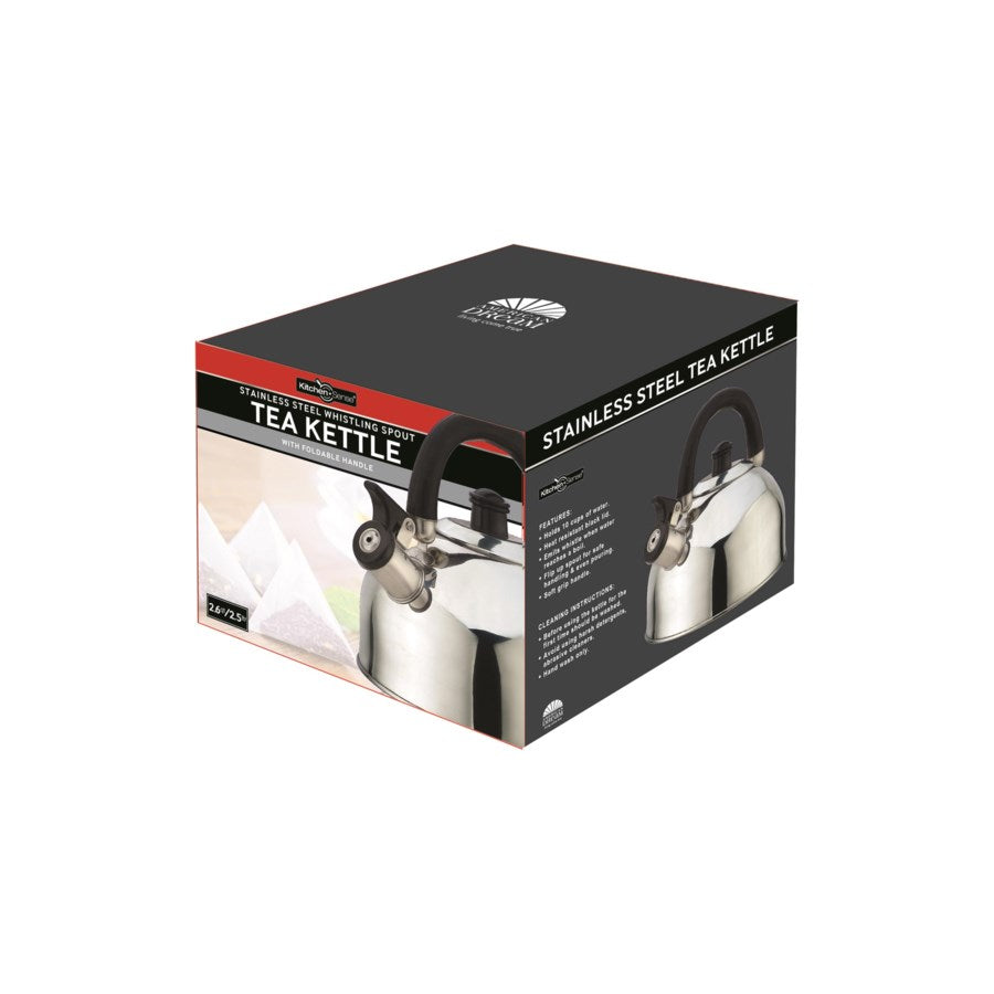 J&V TEXTILES Stainless Steel Whistling Tea Kettle, 2.5-Quart - J&V Textiles