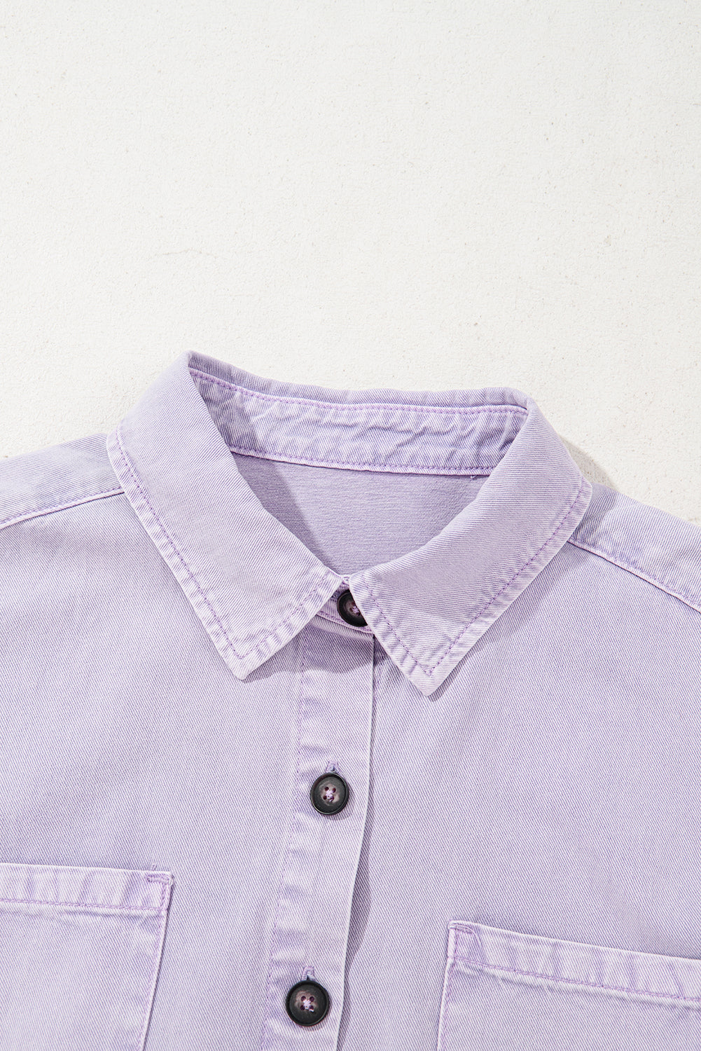 Pink Double Chest Pocket Denim Shirt Dress