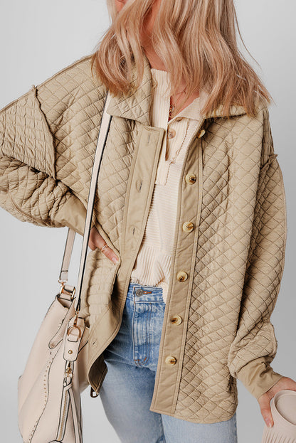 Threaded Pear Celeste Quilted Puffer Buttoned Shacket