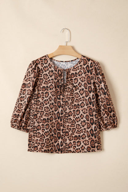 Threaded Pear Promise Tie Puff Sleeve Blouse