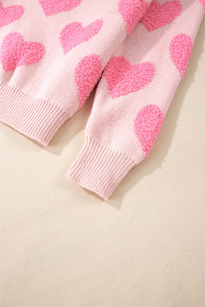 Threaded Pear Cali Heart Jacquard Knit Sweater