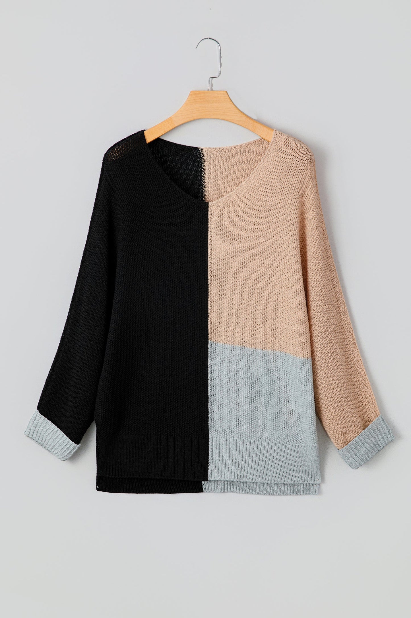 Threaded Pear Zayla Block Knit Loose Sweater