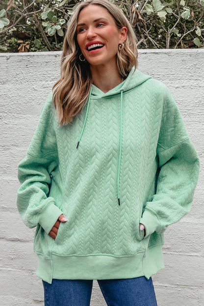 Threaded Pear Promise Textured Baggy Solid Hoodie
