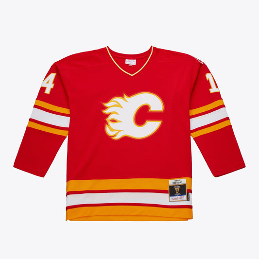 Men's Mitchell & Ness Nhl Dark Jersey Flames 1988 Theo Fleury