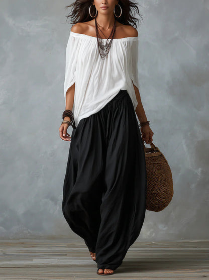 Women's One-Shoulder T-Shirt & Wide-Leg Pants Two-Piece Set — Urban Casual Outfit