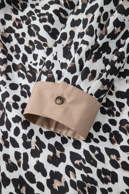 Threaded Pear Kayleigh Print Contrast Trim Long Sleeve PLUS Top