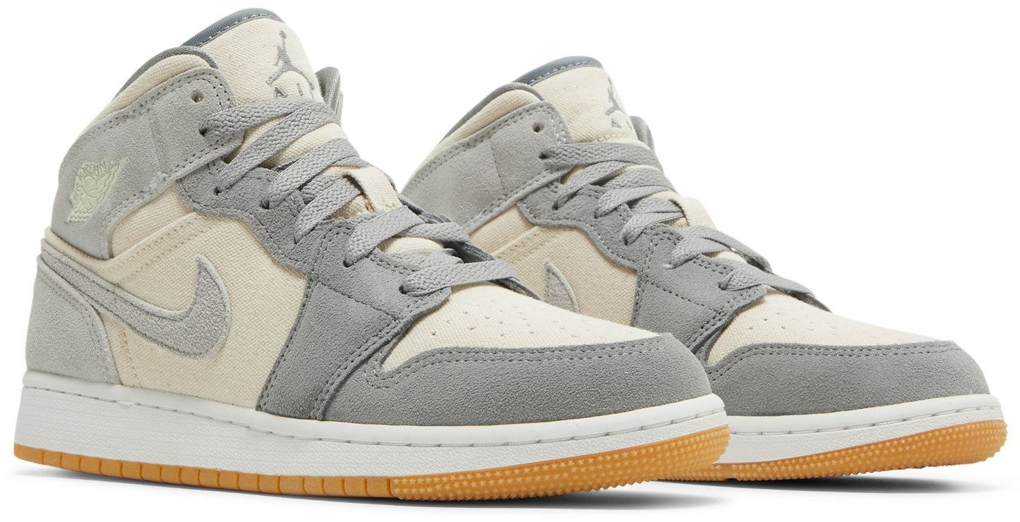 Grade School Air Jordan Retro 1 Mid Se 'Coconut Milk Particle Grey' (Gs)