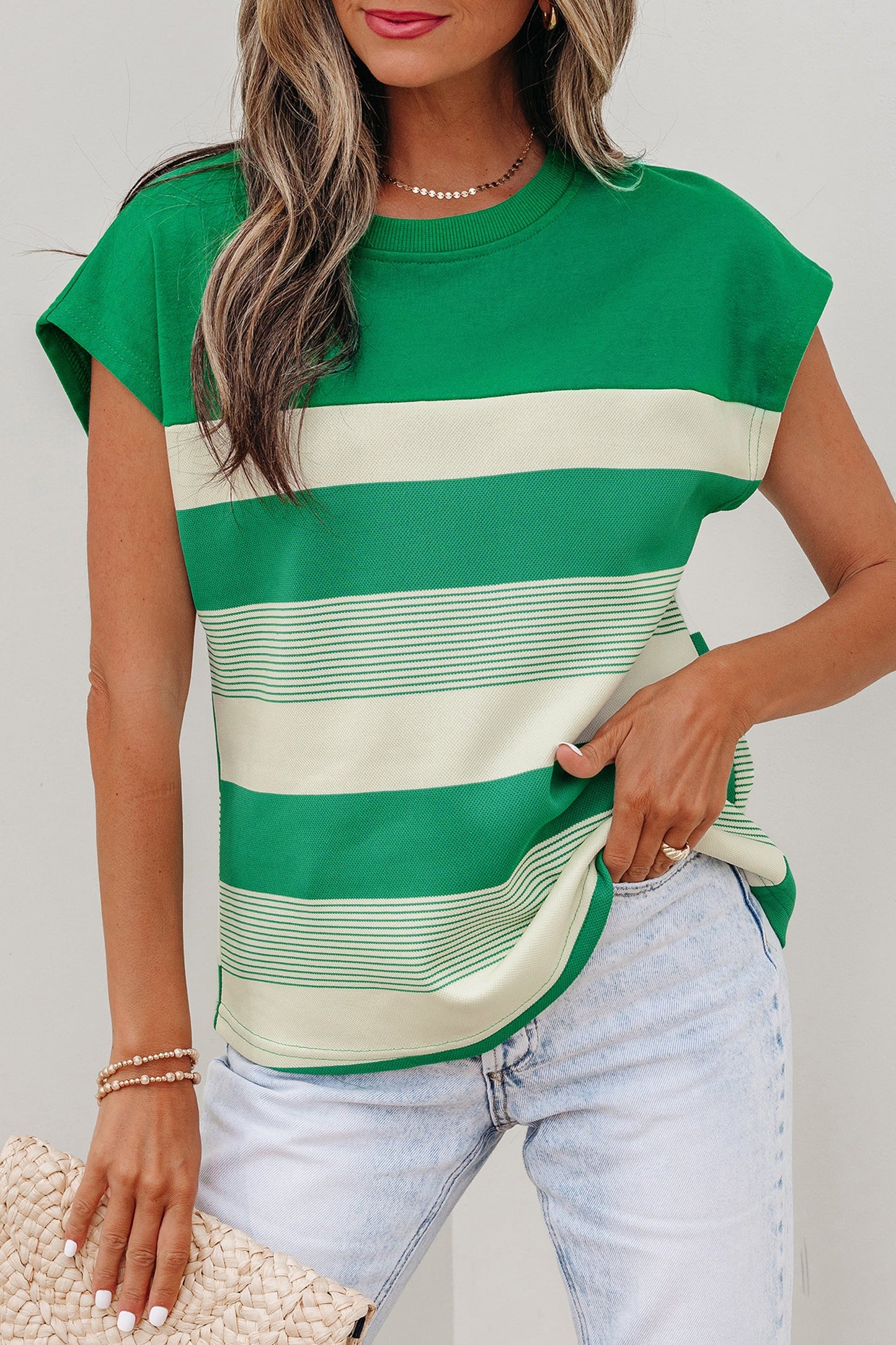Threaded Pear Galilea Cap Sleeve T Shirt