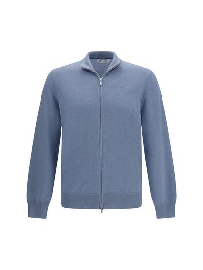 Cashmere Cardigan Powder Blue/Light Grey