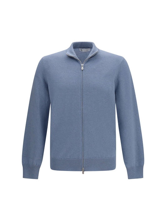 Cashmere Cardigan Powder Blue/Light Grey