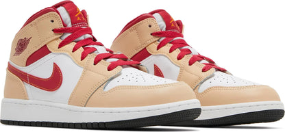 Air Jordan Grade School Retro 1 Mid 'Light Curry Cardinal' Gs (Gs)