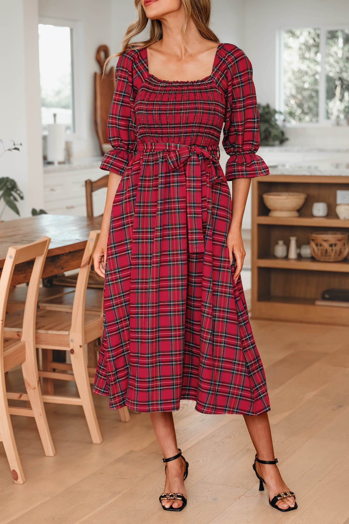 Threaded Pear Jazmin Waist Flared Midi Dress