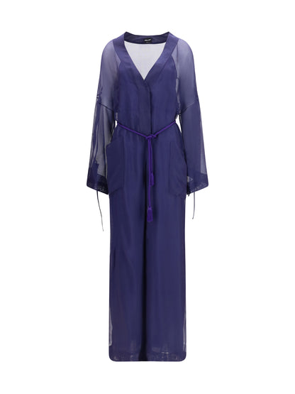 Jumpsuit Viscose and Silk Gauze Blue