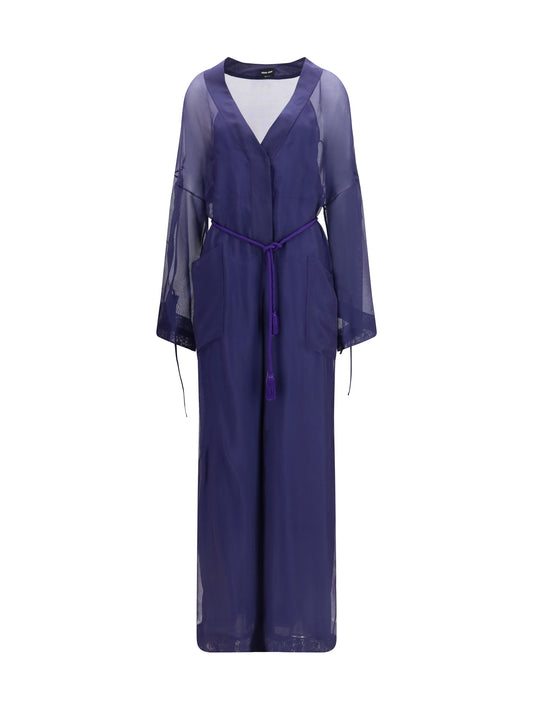 Jumpsuit Viscose and Silk Gauze Blue