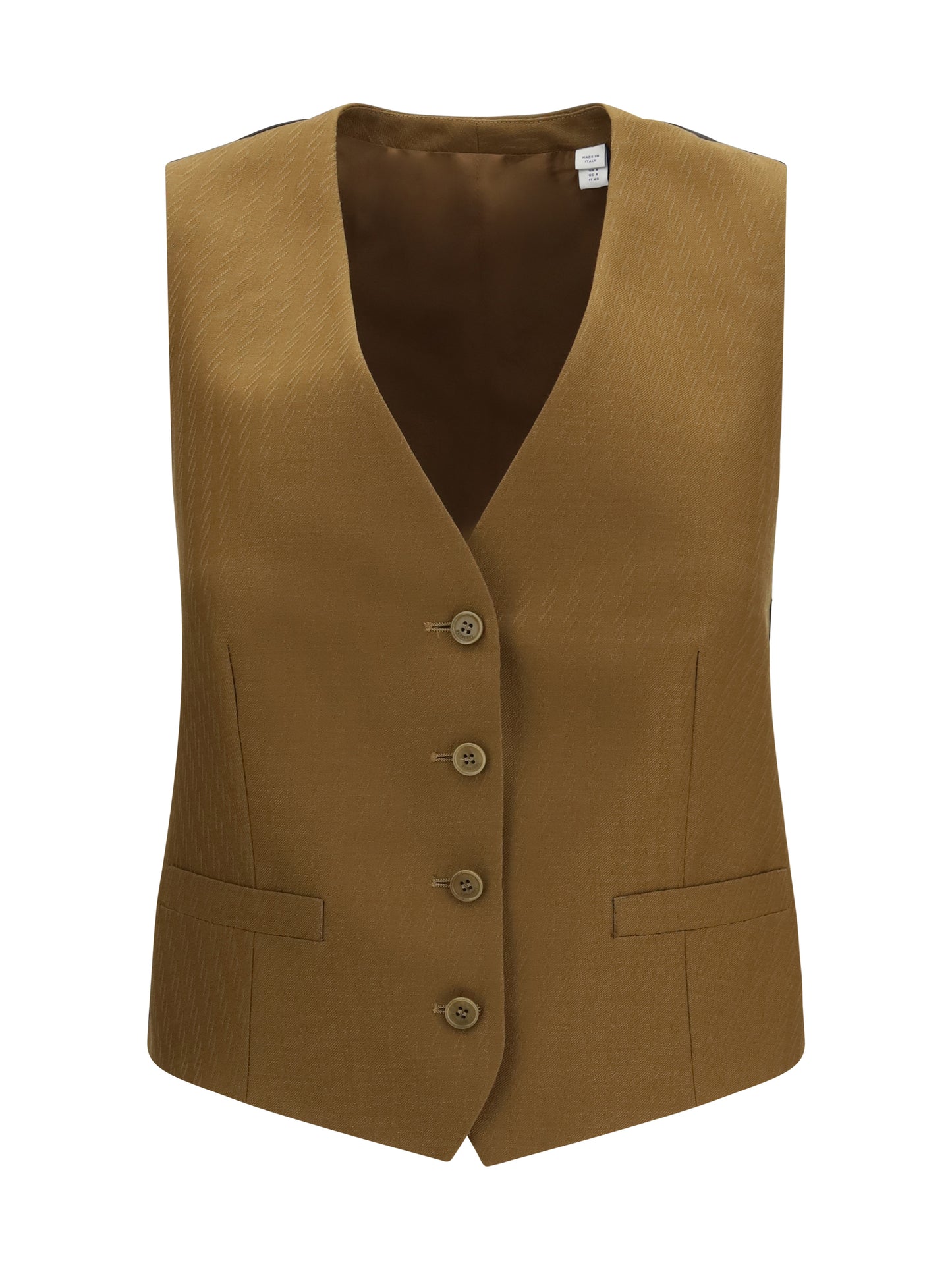 Sleeveless Wool-Mohair Vest Hazelnut Brown Stripe