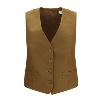 Sleeveless Wool-Mohair Vest Hazelnut Brown Stripe