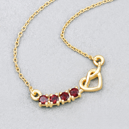 18k Gold Plated Genuine Garnet Infinity Heart Pendant Necklace