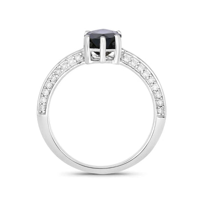 2.10 Ct Marquise Blue Sapphire & Lab Grown Diamond Prong 10K Gold Pave Bridge Ring
