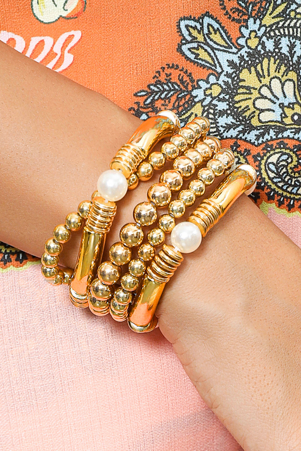 Threaded Pear Zoe Plated Beaded Bracelet Set