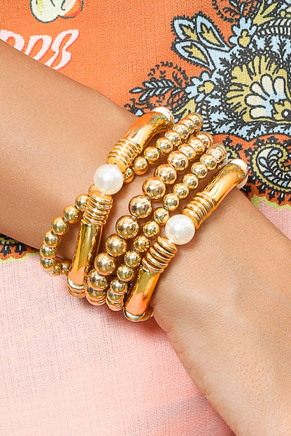 Threaded Pear Zoe Plated Beaded Bracelet Set