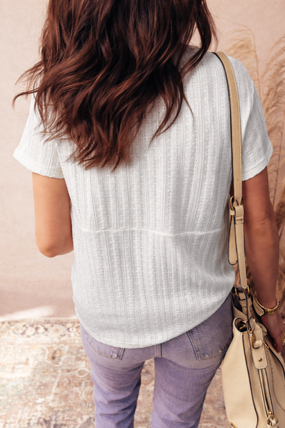 Threaded Pear Frankie Raw Seam Henley Tee