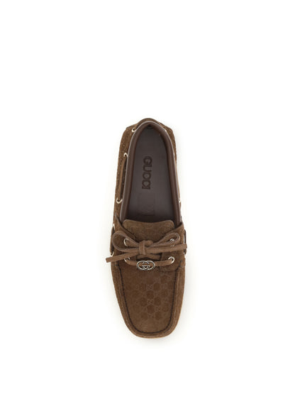Suede Boat Loafers Brown