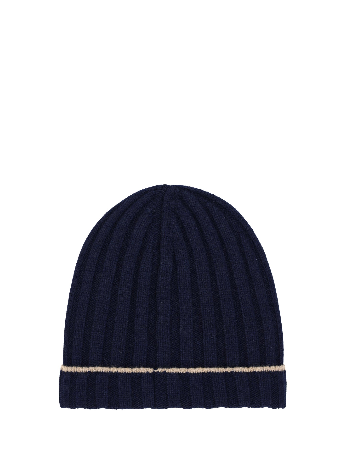 Beanie Hat Cashmere Navy/Camel