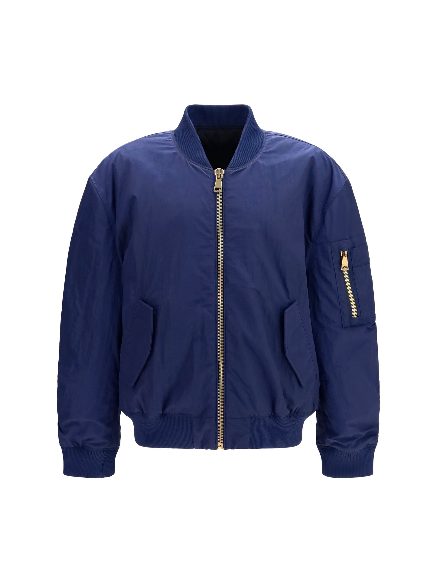 Nylon Bomber Jacket With Embroidered Back