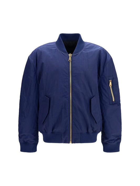 Nylon Bomber Jacket With Embroidered Back
