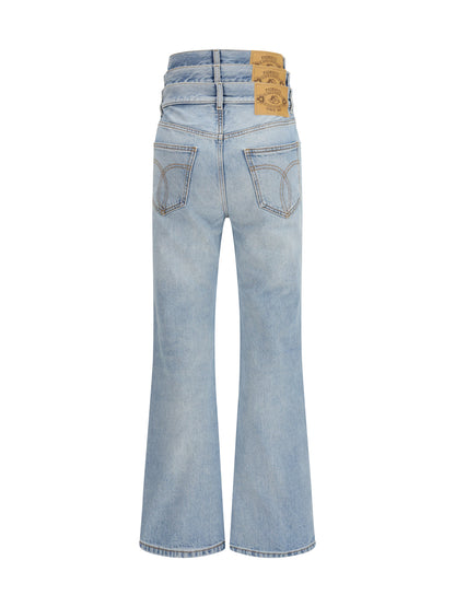 Jeans With Triple-Layer Waist — Light Blue