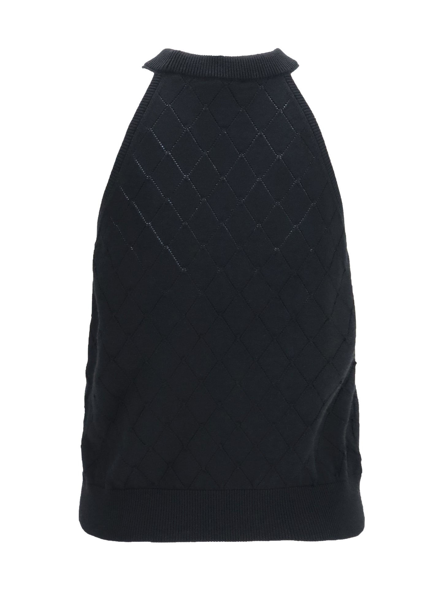 Top Sleeveless Merino Wool Crewneck Black