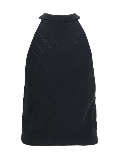 Top Sleeveless Merino Wool Crewneck Black