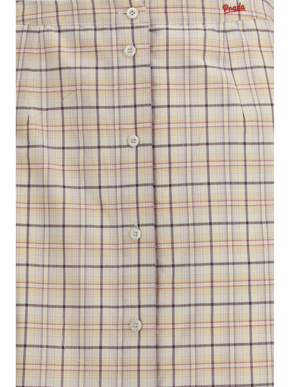 Skirt Checked Cotton Poplin Natural/Lilac