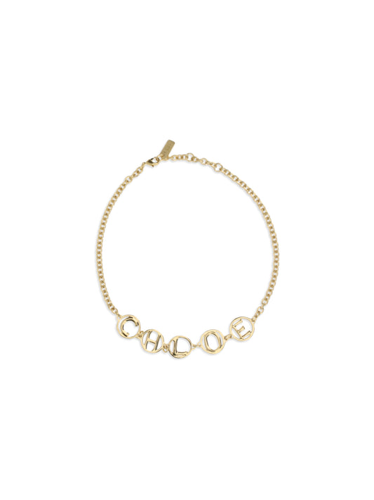 Choker Necklace Script Vintage Gold