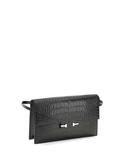 Shoulder Bag Crocodile-Print Black