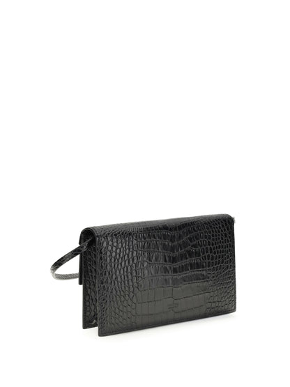 Shoulder Bag Crocodile-Print Black