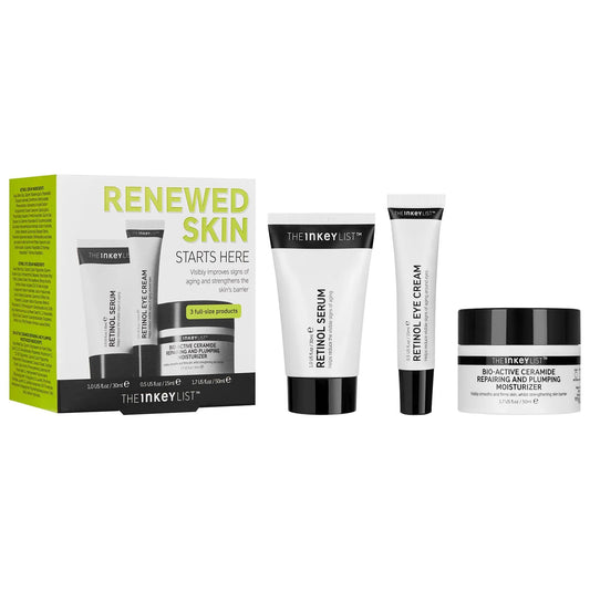 Renewed Skin Starts Here Set: Retinol Serum, Eye Cream & Ceramide Moisturizer | Anti-Aging, Fine Lines & Wrinkles Treatment | Vegan & Cruelty-Free